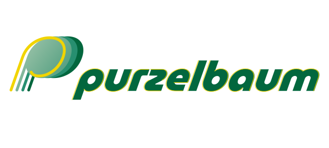 Purzelbaum-Logo mit stilisiertem grünen Kreisel